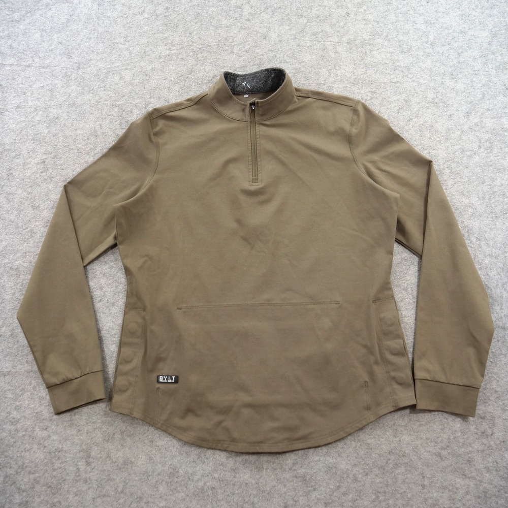 Bylt Elite Fairway Jacket Mens Large Brown Drop Cut Pullover 1/4 Zip Golf Active